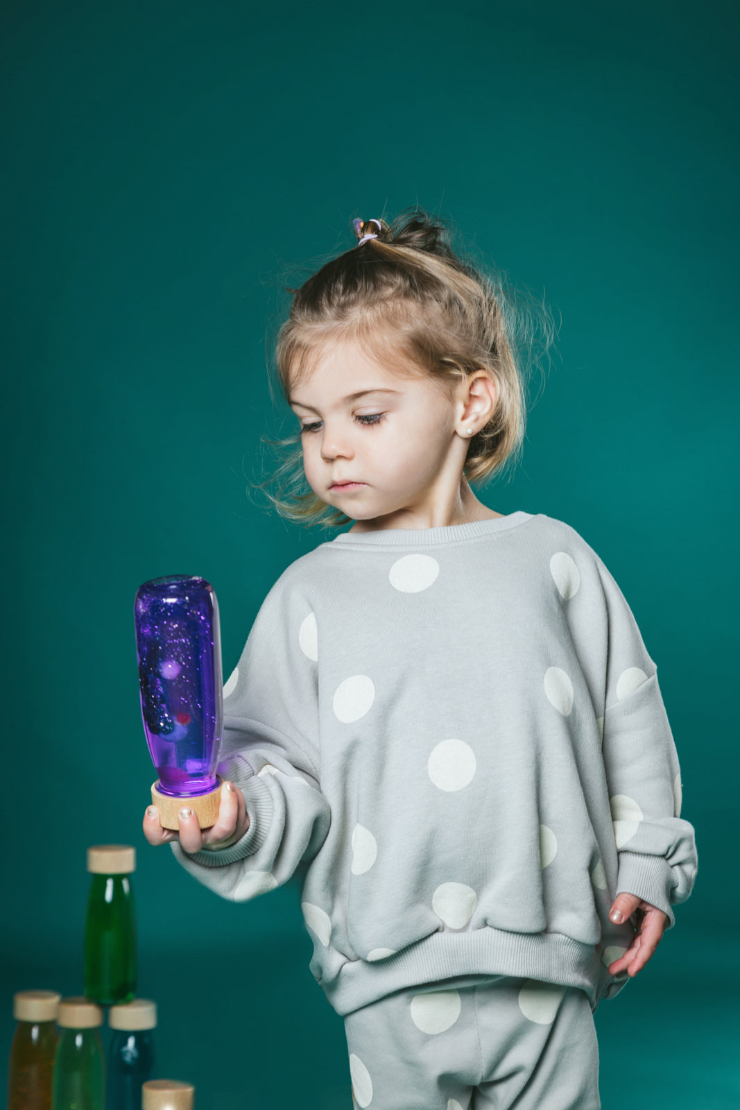 Sensorische fles paarse glitters