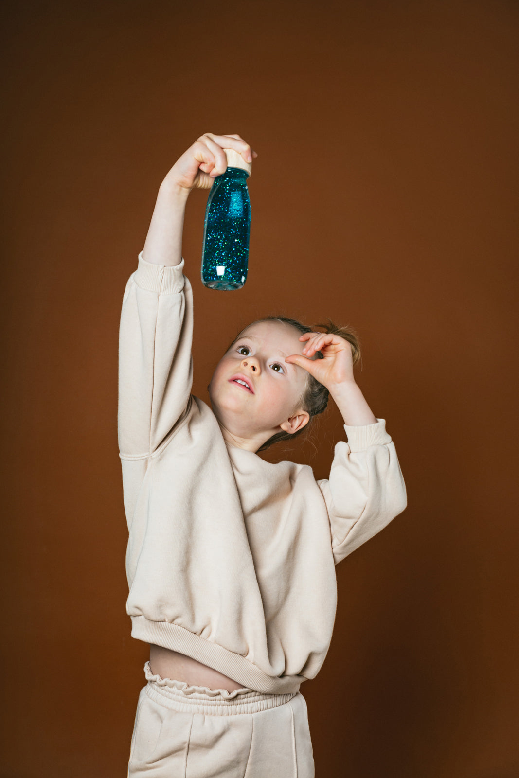 Sensorische fles turquoise glitters