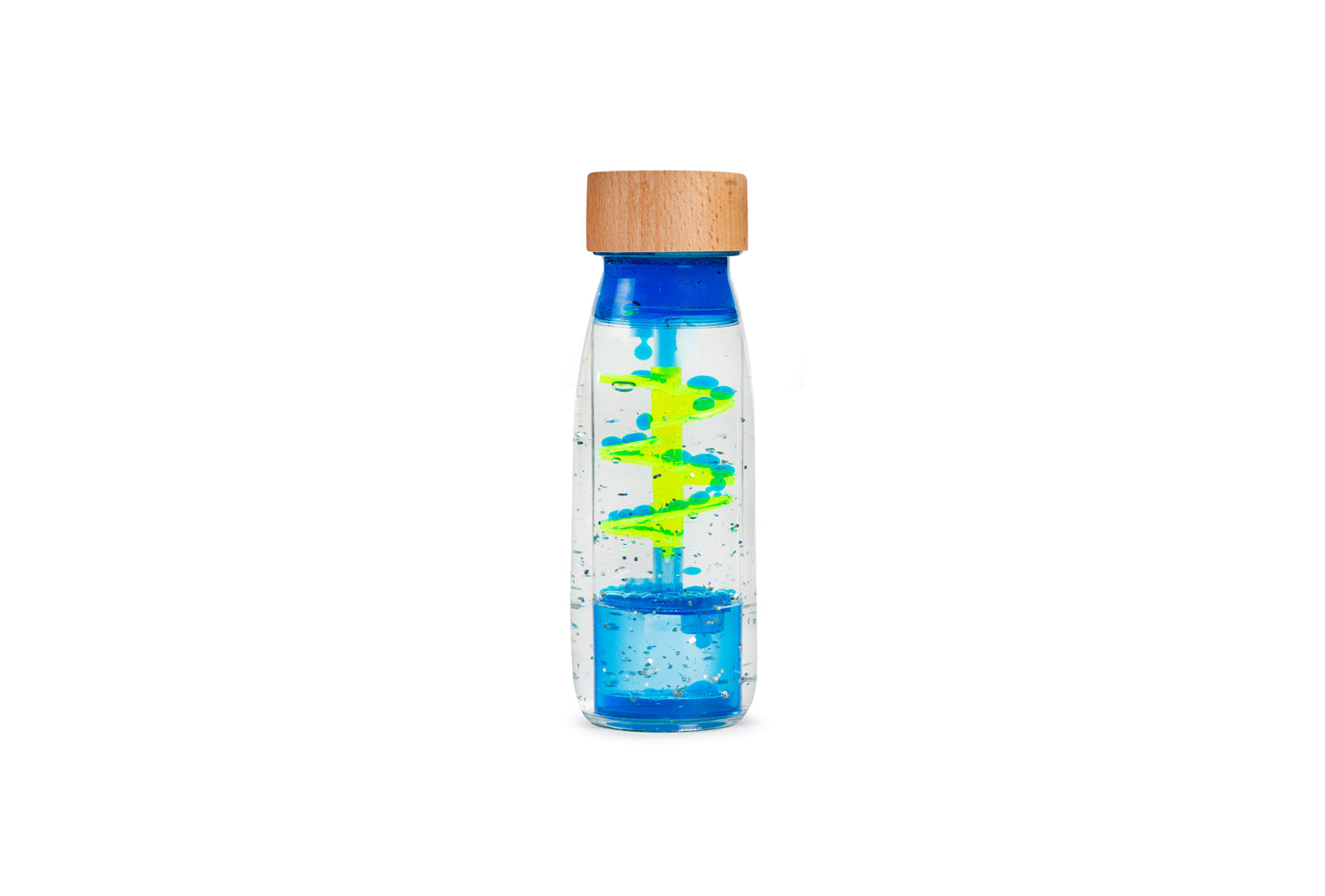Sensorische fles spiraal blauw