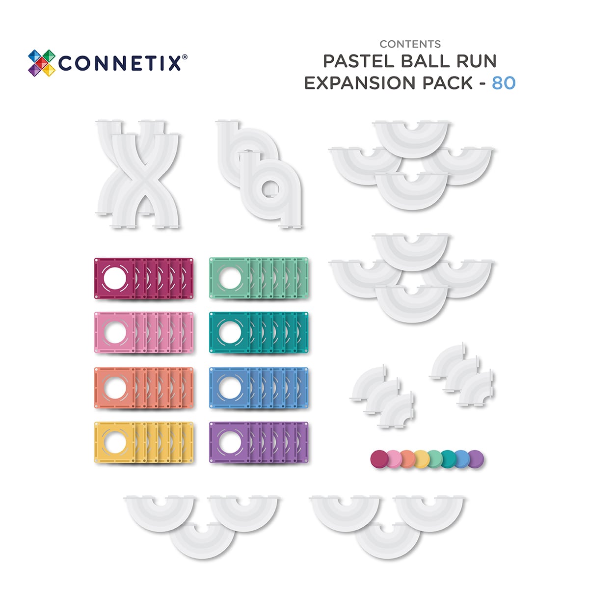 Connetix Pastel Ball Run Expansion Pack 80-delig
