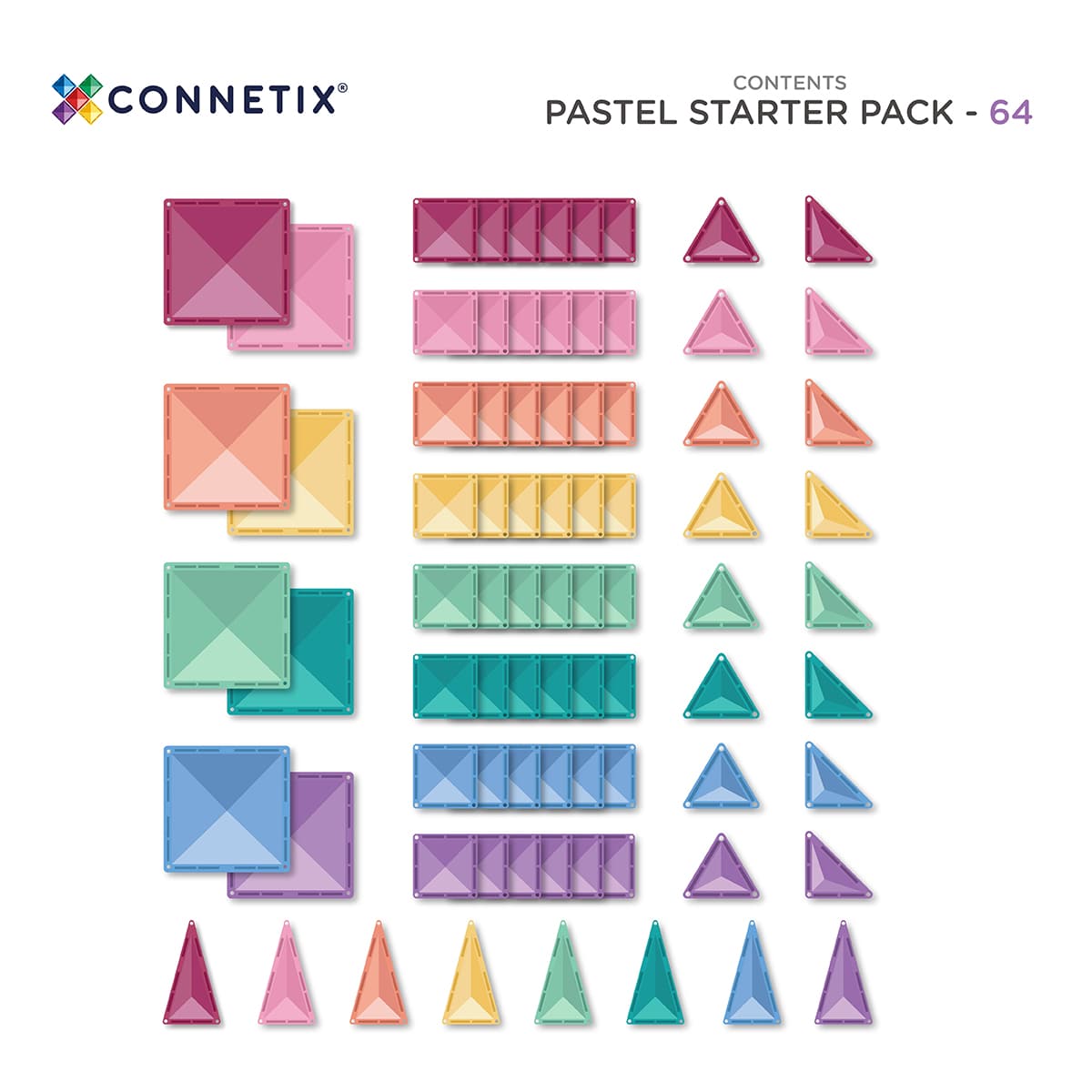 Connetix Pastel Starter Pack 64-delig