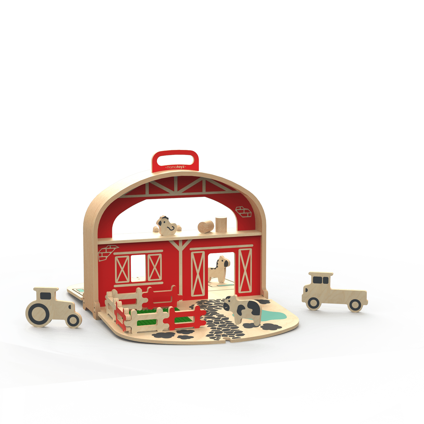 Draagbare Houten Speelgoedboerderij