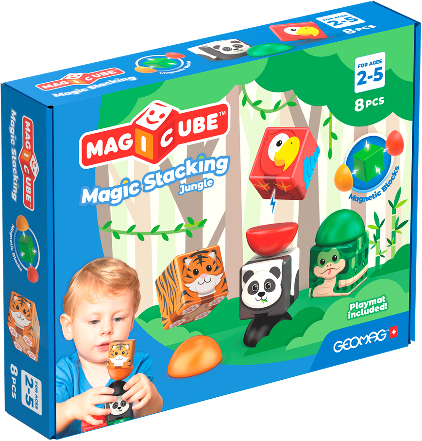 GeoMag Magicube Stacking Blocks Jungle (8-delig)