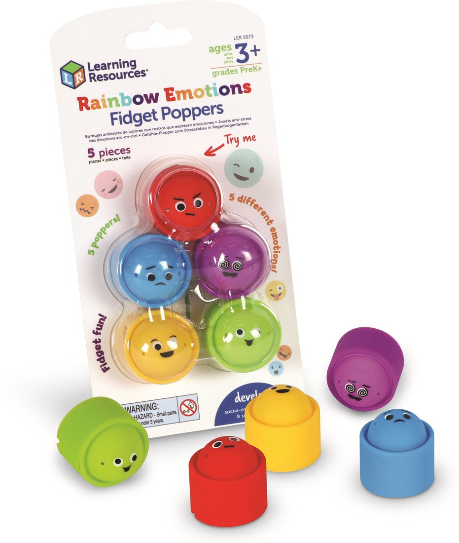 Regenboog fidget poppers - emoties (set van 6)