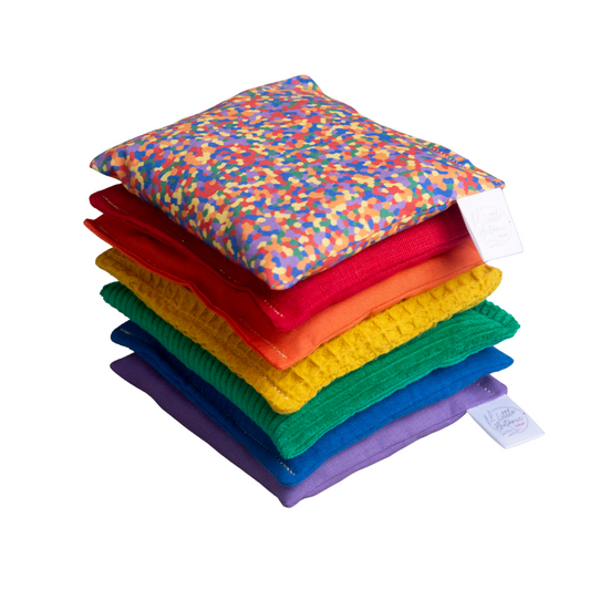Sensorische pittenzakjes Little Botanic Label - Regenboog + confetti regenboog 7st
