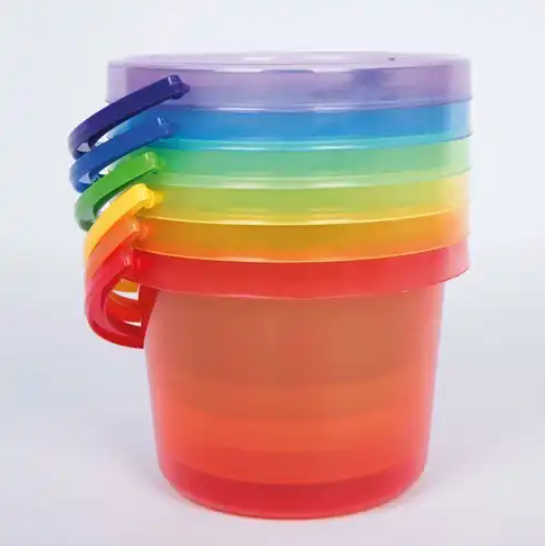 Tickit® Doorschijnende Kleurrijke Emmers (6 stuks)