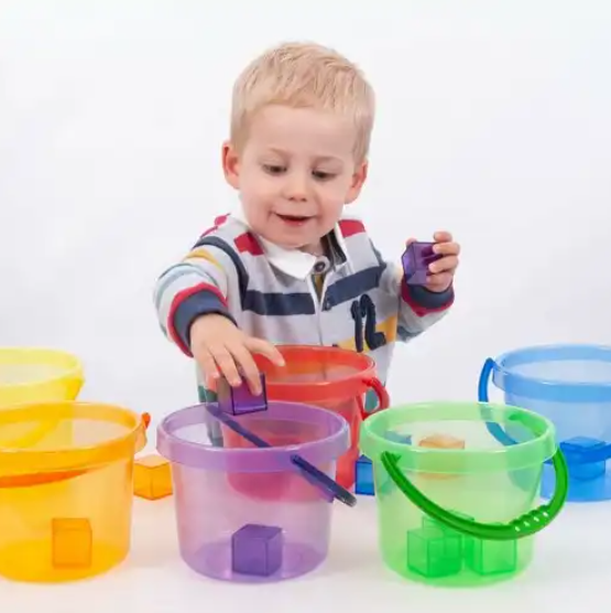 Tickit® Doorschijnende Kleurrijke Emmers (6 stuks)