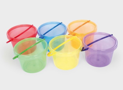 Tickit® Doorschijnende Kleurrijke Emmers (6 stuks)