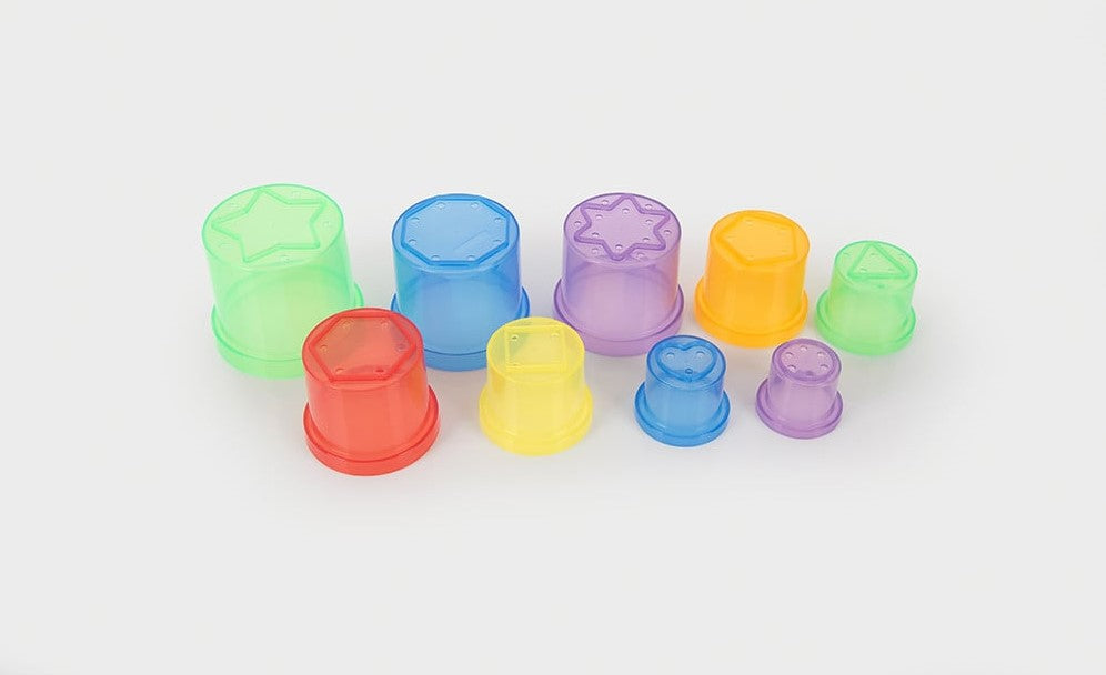 Tickit® Doorschijnende Kleurrijke Stapelbare Bekers (9 stuks)