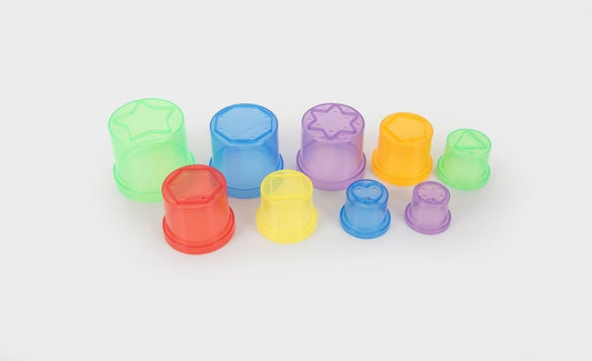 Tickit® Doorschijnende Kleurrijke Stapelbare Bekers (9 stuks)