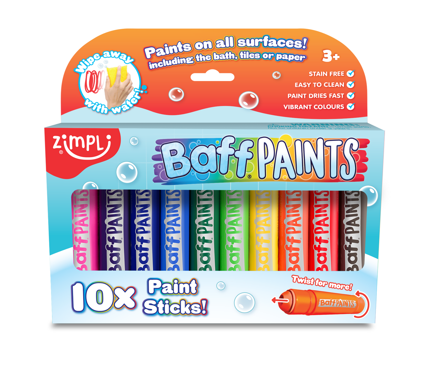 Verfstiften voor in bad en op papier Zimpli Kids Happy Plays