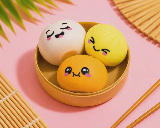 Mystery Squishy Dumpling Fidget - Set van 3 mini dumplings
