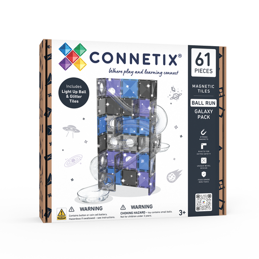 Connetix Ball Run Galaxy Pack - Magische knikkerbaan vol licht & glitters