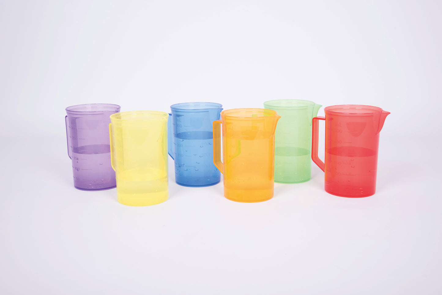 Set van 6 gekleurde maatbekers