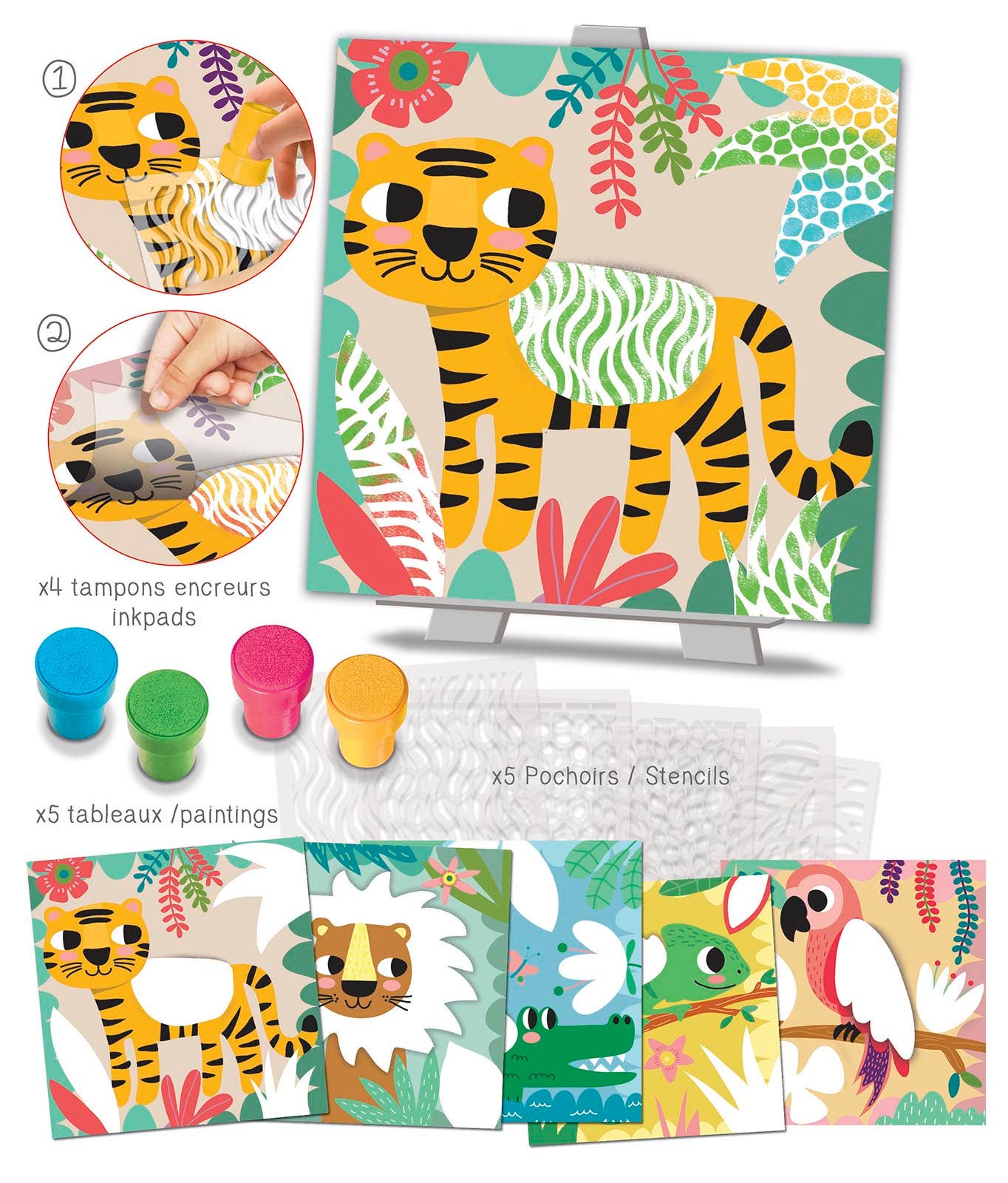 Stempel- & schilderset jungledieren
