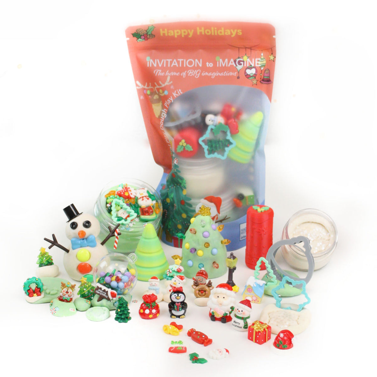 Happy Holidays Busy Bag – Sensorische speelset met natuurlijke speelklei