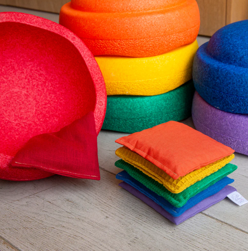 Sensorische pittenzakjes Little Botanic Label - Regenboog + waves 7 st