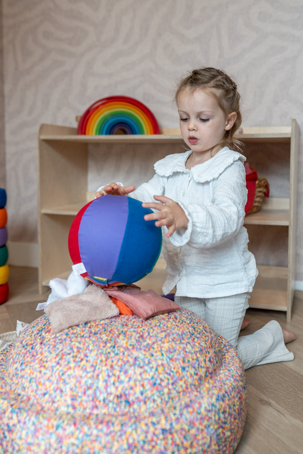 Sensorische Ballonbal Little Botanic Label - Regenboog