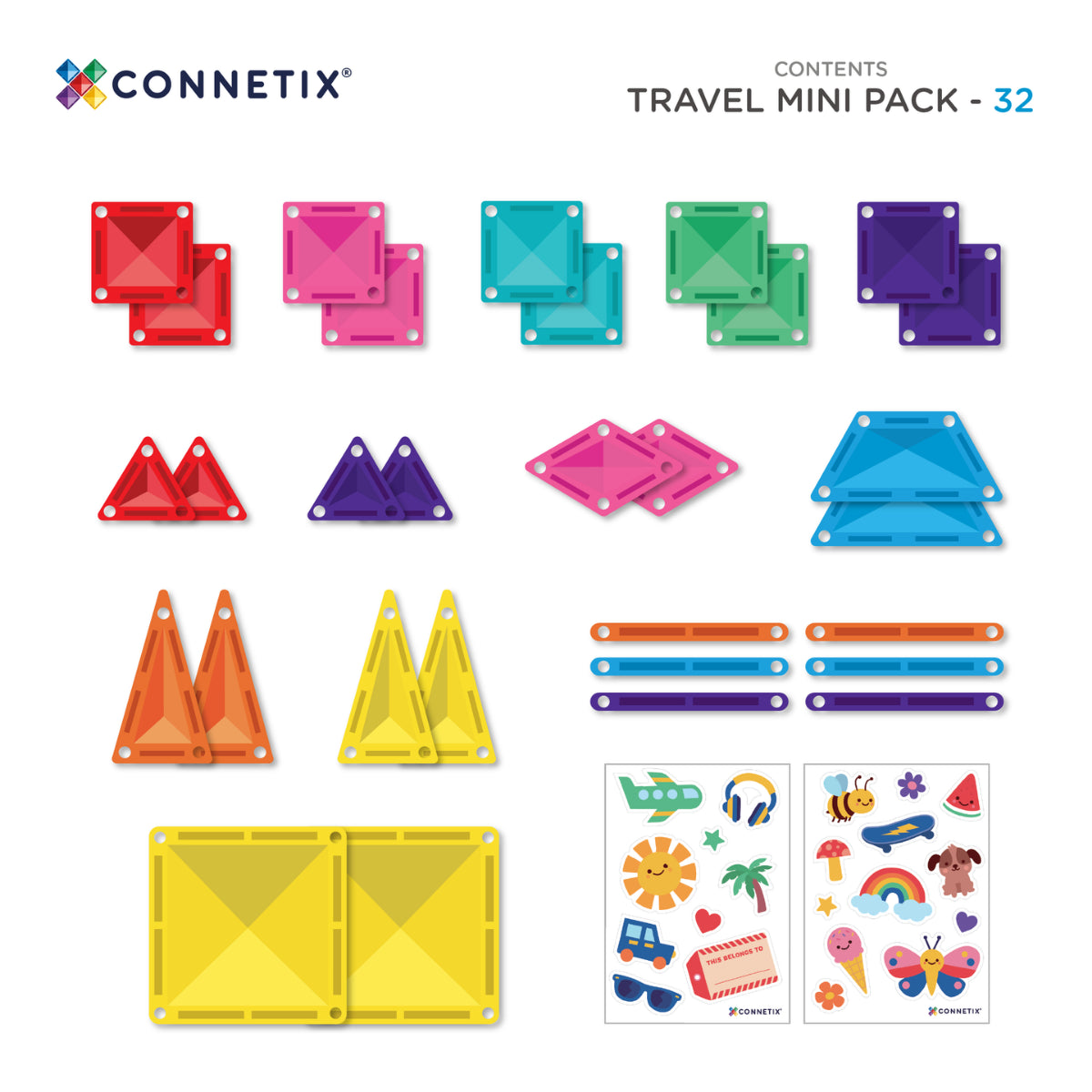 De inhoud van het Connetix Mini Travel Pack