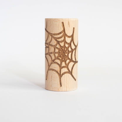 Houten roller - Spinnenweb met spin