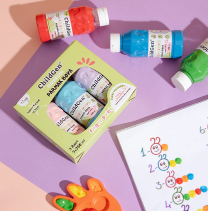 Childgen natuurlijke vingerverf - set oranje, geel, groen