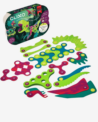 Clixo magnetisch bouwspeelgoed 22-delige dino set