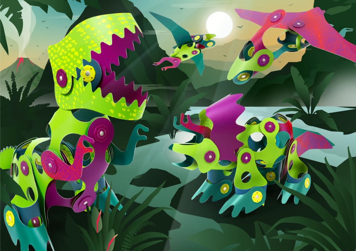 Clixo magnetisch bouwspeelgoed 22-delige dino set