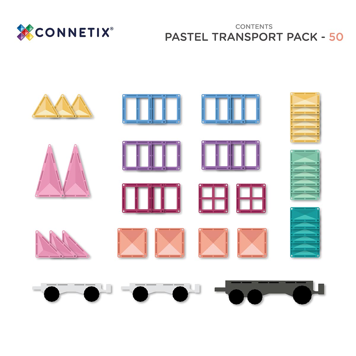 Connetix Pastel Transport Pack 50-delig