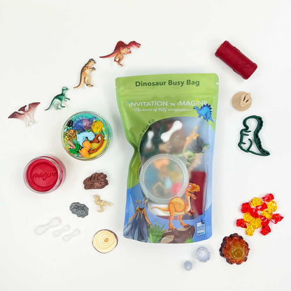Dinosaur Busy Bag – Sensorische speelset met natuurlijke speelklei