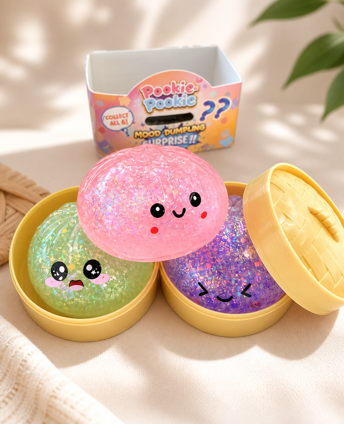 Mystery Squishy Dumpling Fidget - Glitter met licht