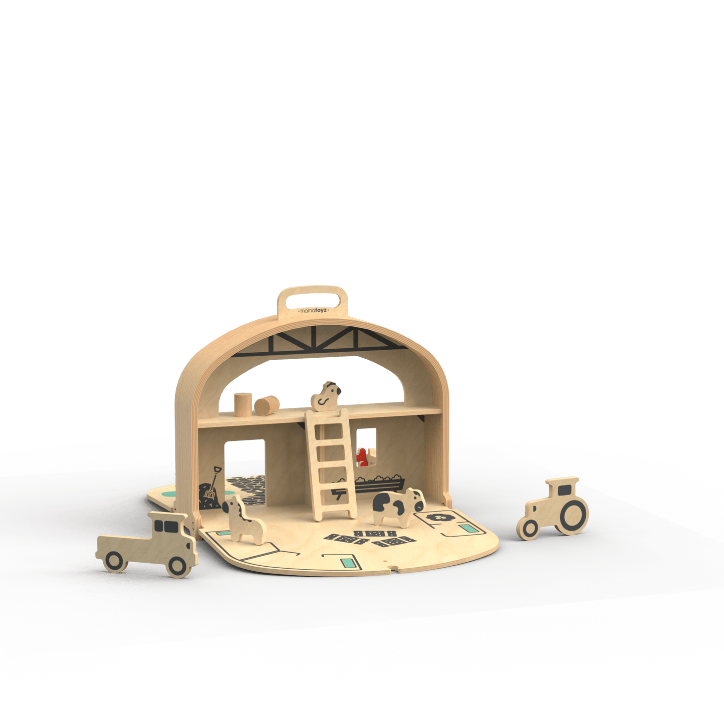 Draagbare Houten Speelgoedboerderij