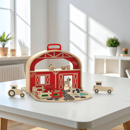 Draagbare Houten Speelgoedboerderij