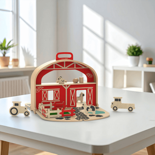 Draagbare Houten Speelgoedboerderij