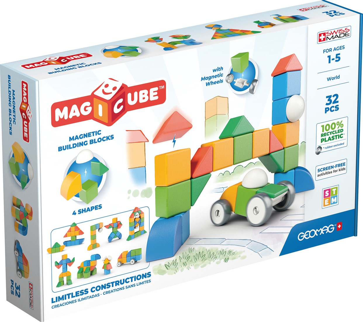 GeoMag Magicube 4 Shapes Recycled World (32-delig)