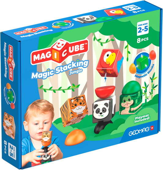 GeoMag Magicube Stacking Blocks Jungle (8-delig)
