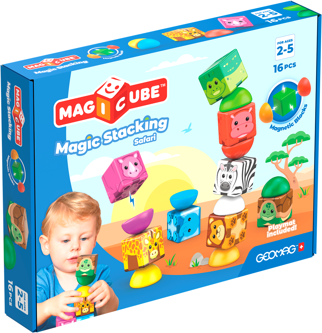 GeoMag Magicube Stacking Blocks Safari (16-delig)