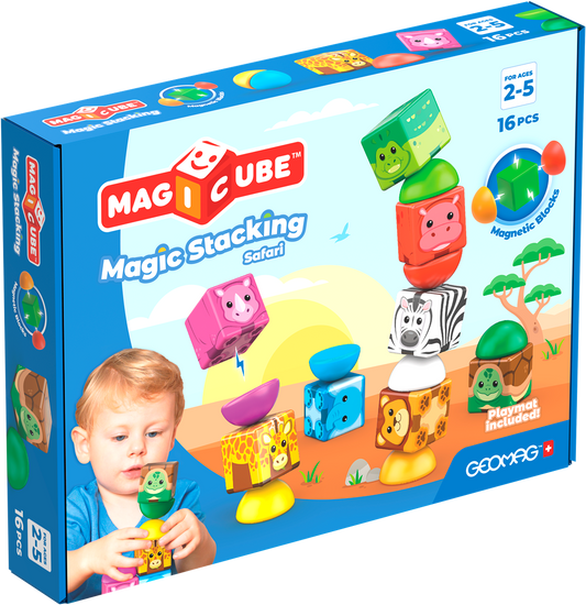 GeoMag Magicube Stacking Blocks Safari (16-delig)