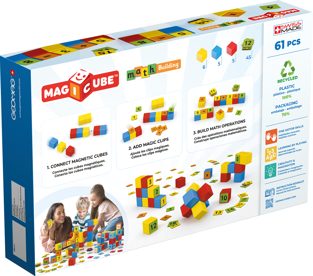 Geomag Magicube Math Building (61-delig) – Magnetisch rekenspel voor kinderen vanaf 3 jaar
