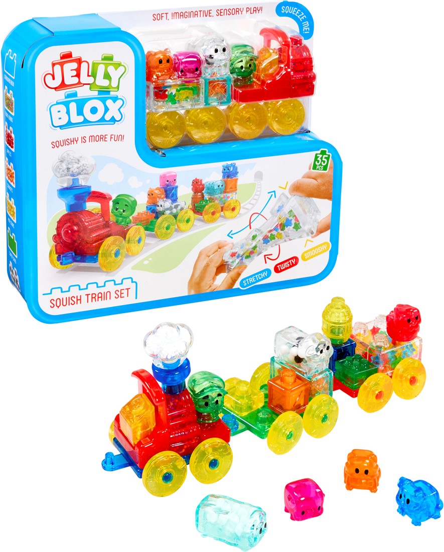 Jelly Blox Squish Train Set - Sensorische bouwtrein met zachte bouwblokken (35-delige set)