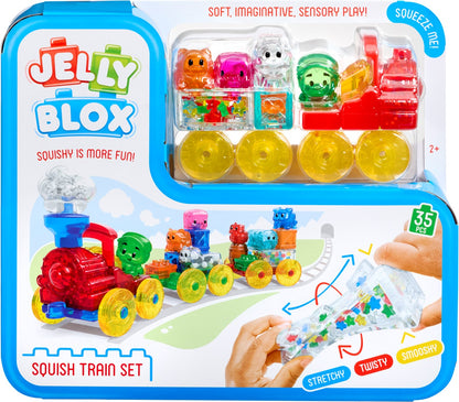 Jelly Blox Squish Train Set - Sensorische bouwtrein met zachte bouwblokken (35-delige set)