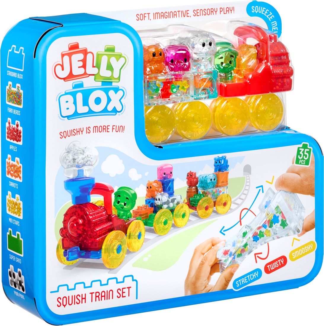 Jelly Blox Squish Train Set - Sensorische bouwtrein met zachte bouwblokken (35-delige set)