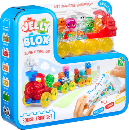 Jelly Blox Squish Train Set - Sensorische bouwtrein met zachte bouwblokken (35-delige set)