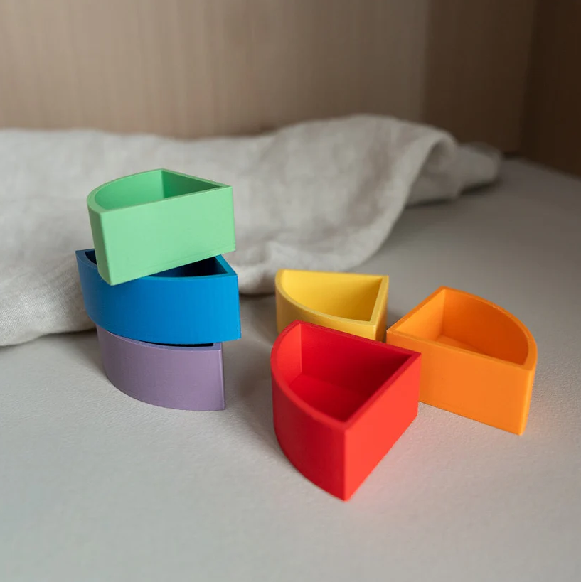 Mandigo Regenboog Bakjes – Set van 6 (kwartcirkels)