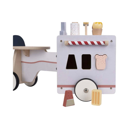 Houten loopfiets met ijskar