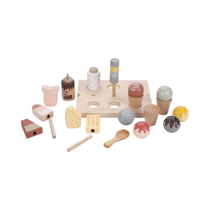 Houten loopfiets met ijskar