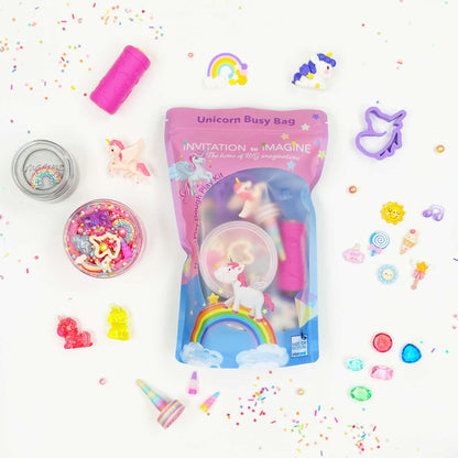 Unicorn Busy Bag – Sensorische speelset met natuurlijke speelklei
