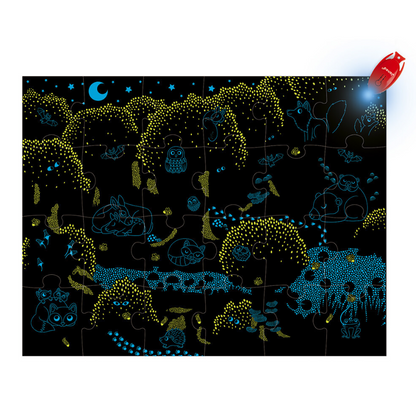 Janod Magische Puzzel Het Bos – 24 stukjes met magisch lampje