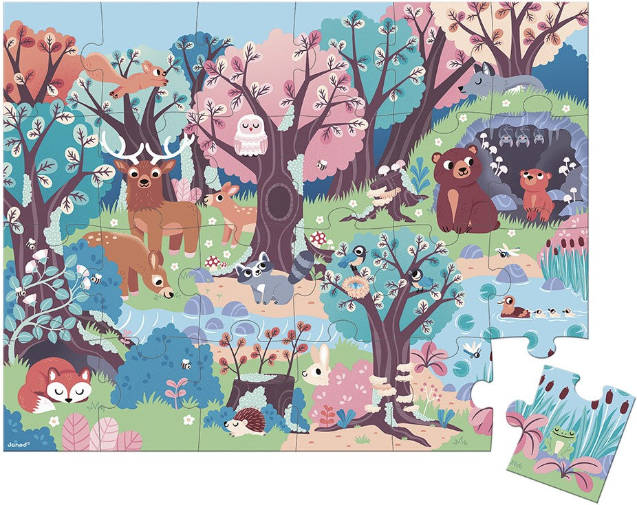 Janod Magische Puzzel Het Bos – 24 stukjes met magisch lampje