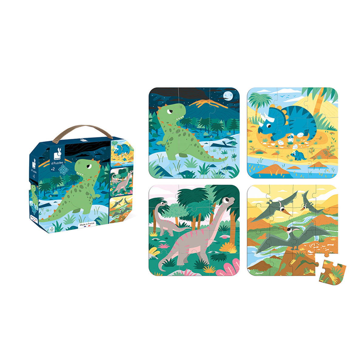 Janod Evolutieve Dinosaurus Puzzels – 6, 9, 12 & 16 stukjes