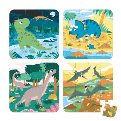Janod Evolutieve Dinosaurus Puzzels – 6, 9, 12 & 16 stukjes